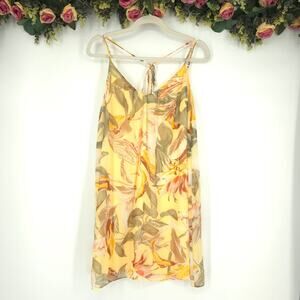 White House Black Market Yellow Floral Mini Slip Dress Size 8 NWT